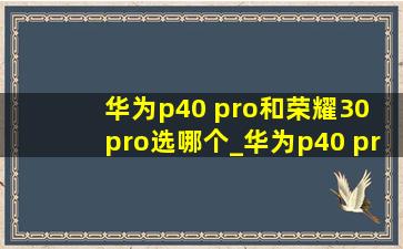 华为p40 pro和荣耀30 pro选哪个_华为p40 pro和荣耀30 pro对比